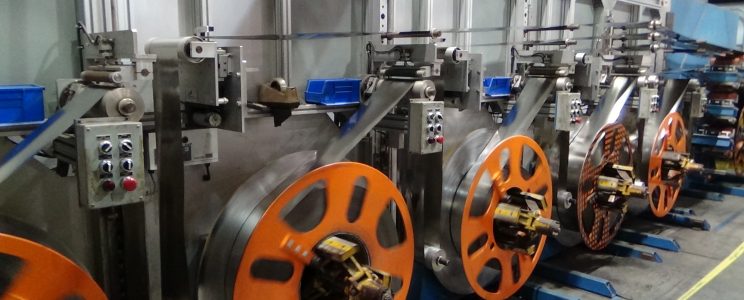 Row of Brazing Foil on Spinning Spools